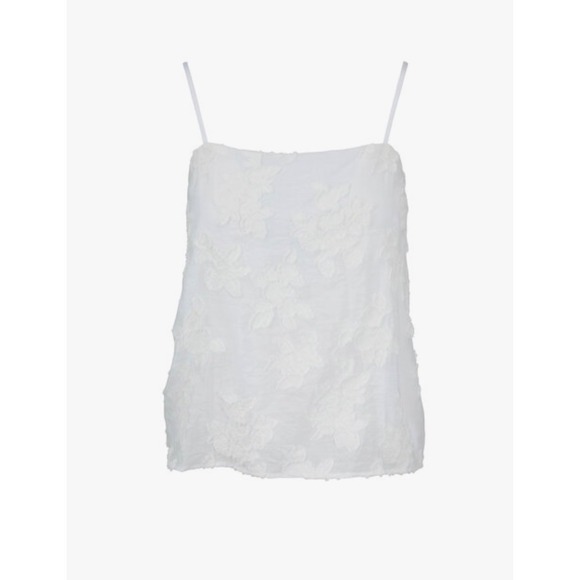 Vince Optic White Textured Floral Cami Luxury Boho Coquette Size Large - Picture 2 of 6